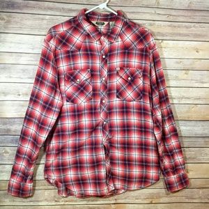 Salt Valley Western Plaid Flannel Shirt Pearl Snap